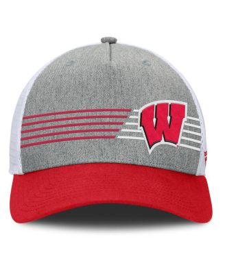 Мужская шляпа дальнобойщика с регулируемым профилем Fanatics Heather Gray/Red Wisconsin Badgers
