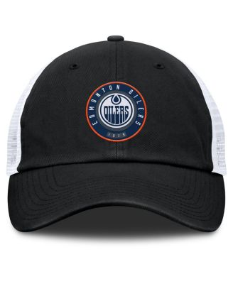 Мужская черно-серая регулируемая шляпа дальнобойщика Fanatics Edmonton Oilers Averie Trucker