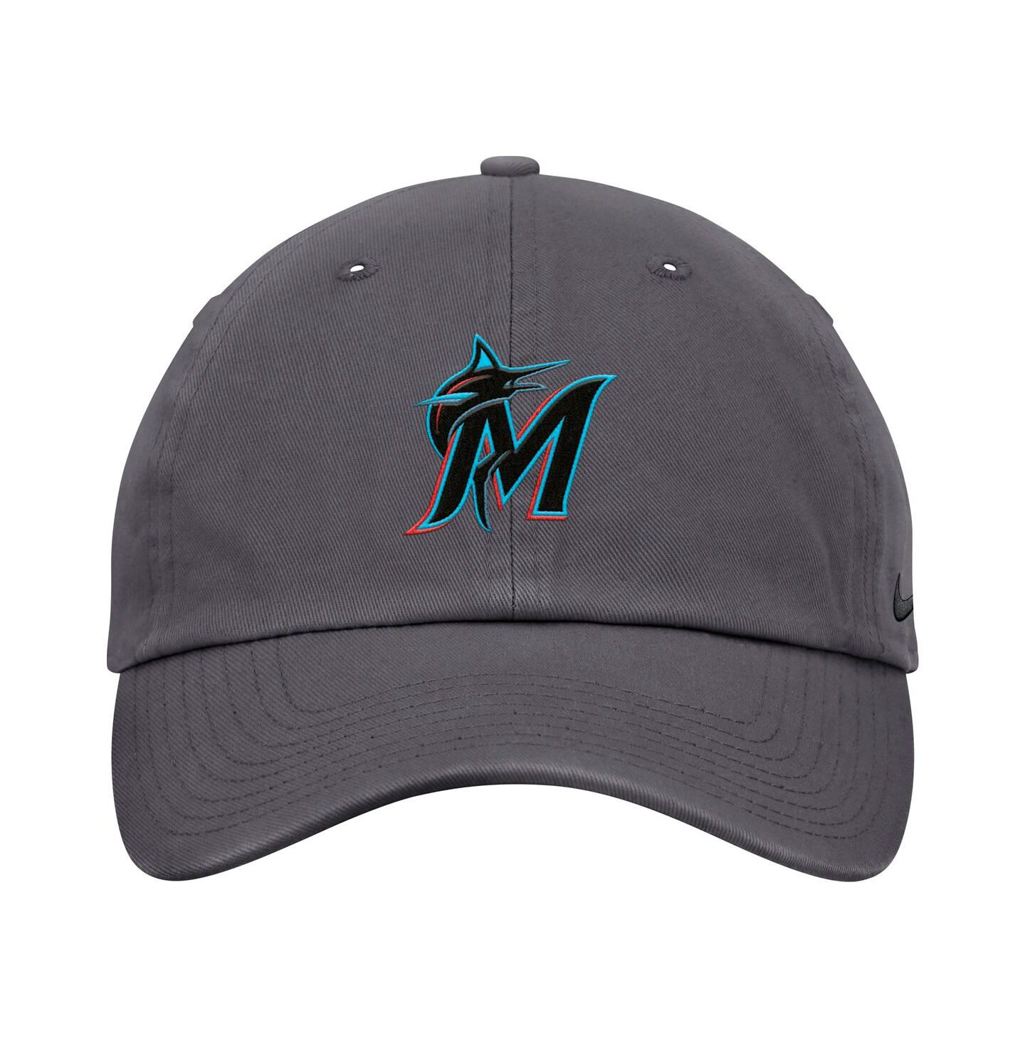 Мужская кепка Nike Gray Miami Marlins Club Adjustable Hat — фото 2