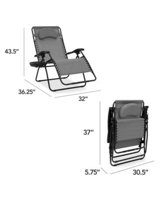 Oversized Zero Gravity Chair, Folding Outdoor Patio Recliner w/ Cup Holder