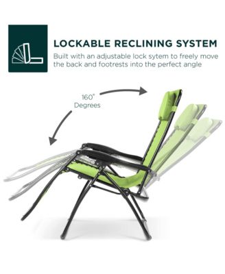 Oversized Zero Gravity Chair, Folding Outdoor Patio Recliner w/ Cup Holder