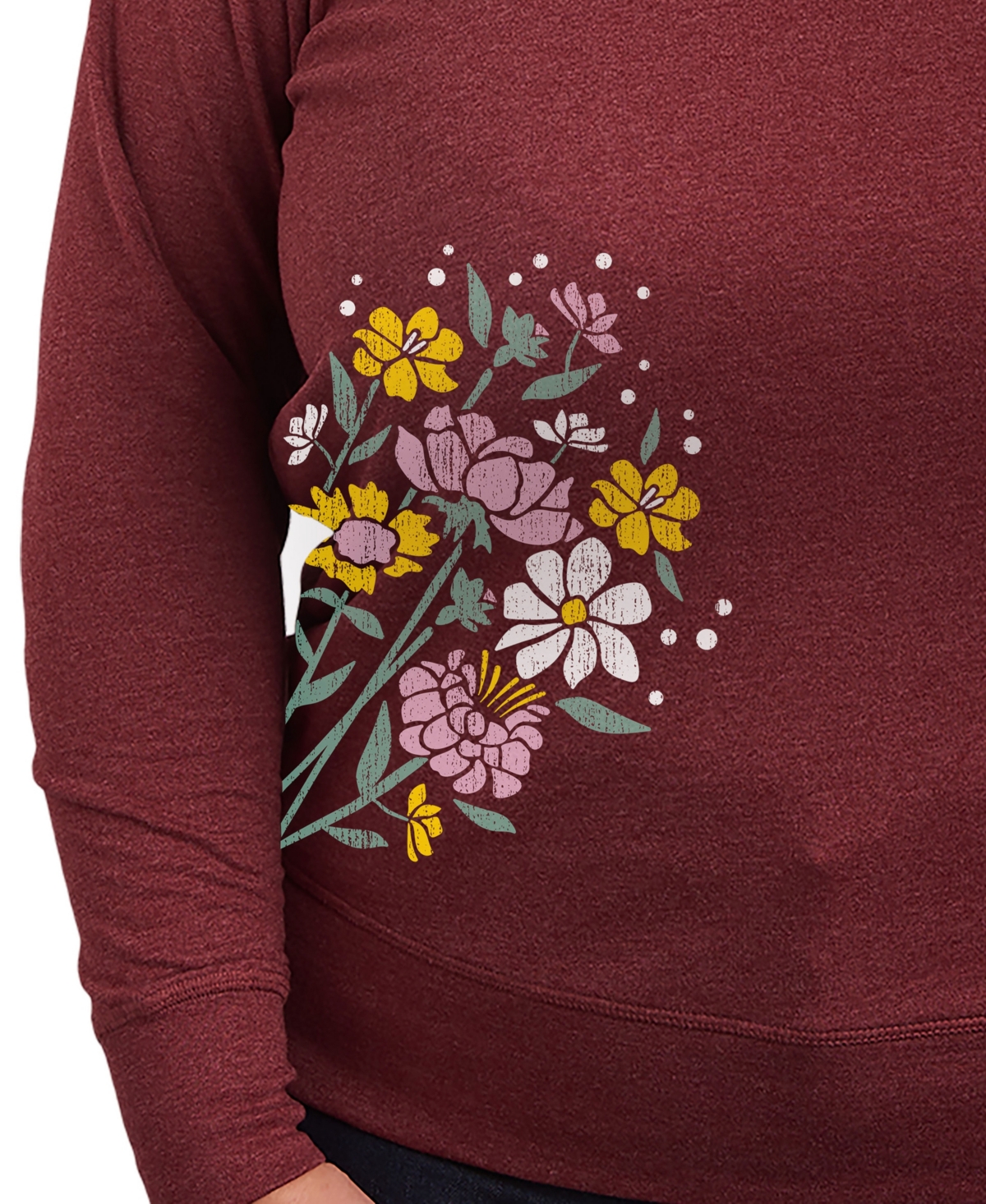Hybrid Apparel Plus Size Spring Flowers Graphic Pullover T-shirt In Red