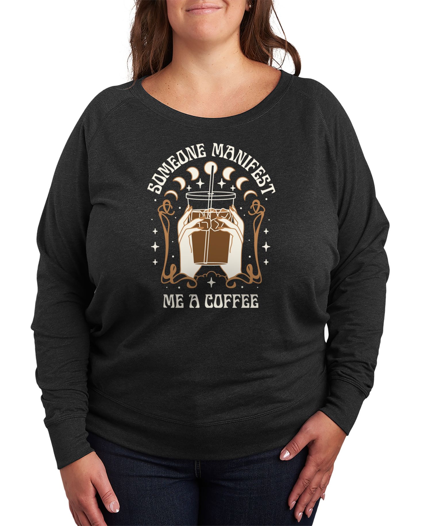 Plus Size Manifest Coffee Graphic Pullover T-Shirt