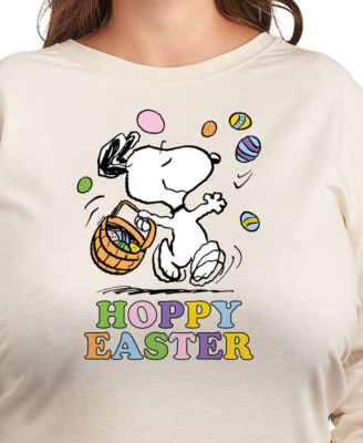 Plus Size Peanuts Snoopy Hoppy Easter Graphic Pullover T-Shirt