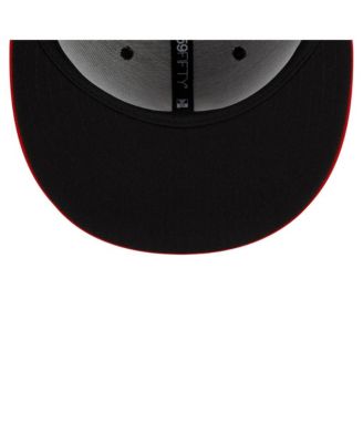 Мужская приталенная шляпа New Era Navy/Red Cleveland Guardians из Национального зала бейсбольной славы 59-го размера.