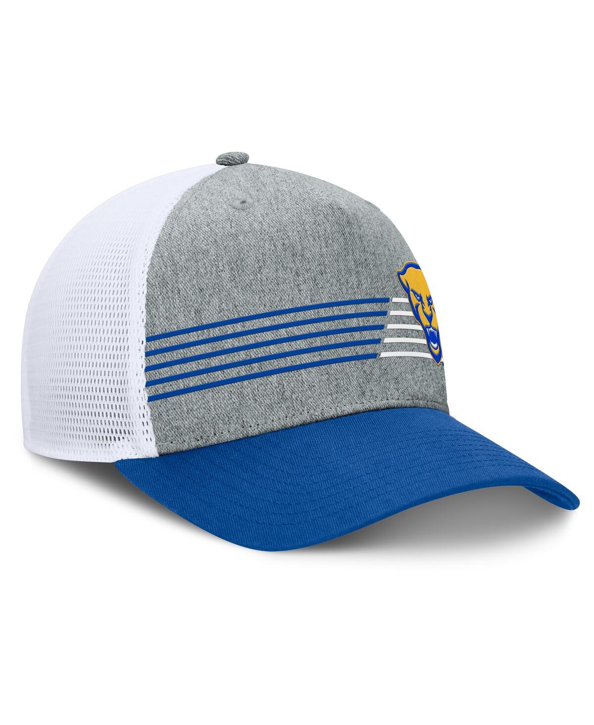 Fanatics Men's Heather Gray/royal Pitt Panthers Profile Trucker Adjustable Hat In Heather Gray,royal