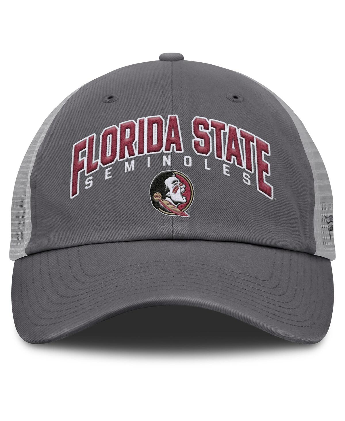 Fanatics Men's Charcoal Florida State Seminoles Ionic Trucker Adjustable Hat In Charcoal