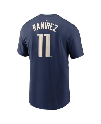 Мужская футболка Nike Jose Ramirez от Nike Темно-синяя футболка Cleveland Guardians Fuse City Connect с именем и номером