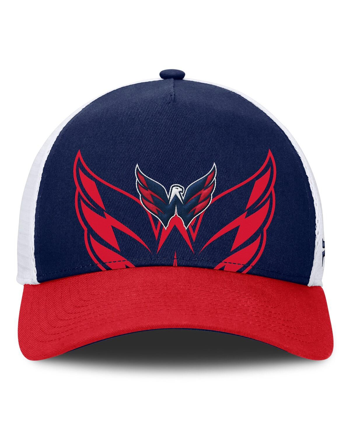 Fanatics Men's Navy/red Washington Capitals Authentic Pro A-frame Rink Adjustable Hat In Navy,red