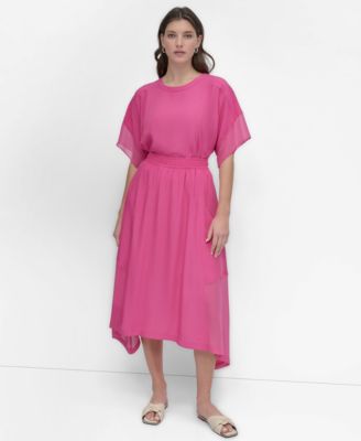 Women's Handkerchief Hem Mixed Media Maxi Skirt