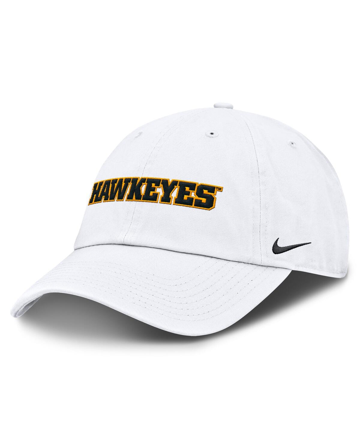 Nike Iowa Hawkeyes Core Club Mascot Wordmark  Men's College Adjustable Hat In White