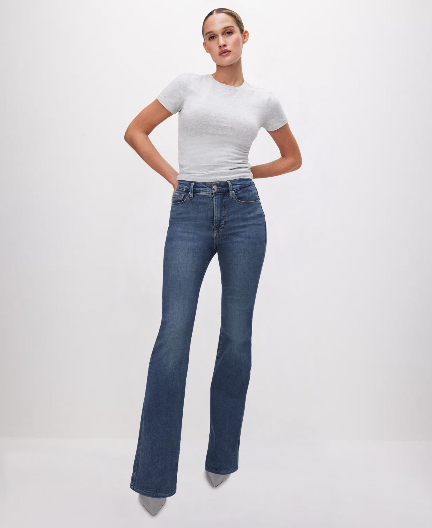 Женские джинсы Good American Good Legs Flare Jeans, Regular & Plus Size, цвет: Синий — фото 12