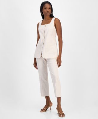 Womens Striped Straight Leg Pants Square Neck Vest Exclusively At Macys