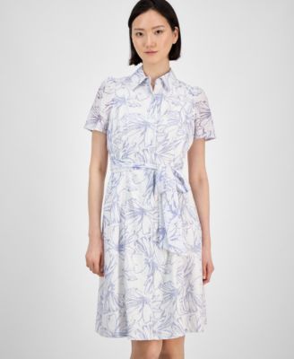 Женское платье-рубашка Anne Klein с коротким рукавом и завязкой на талии