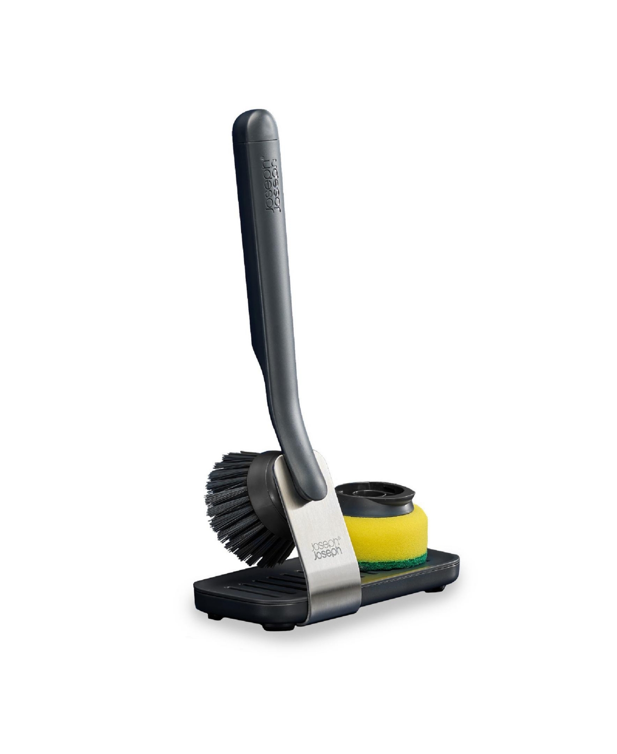 SinkTech 3-Piece Dish Brush Sponge Set with Storage Stand - Black
