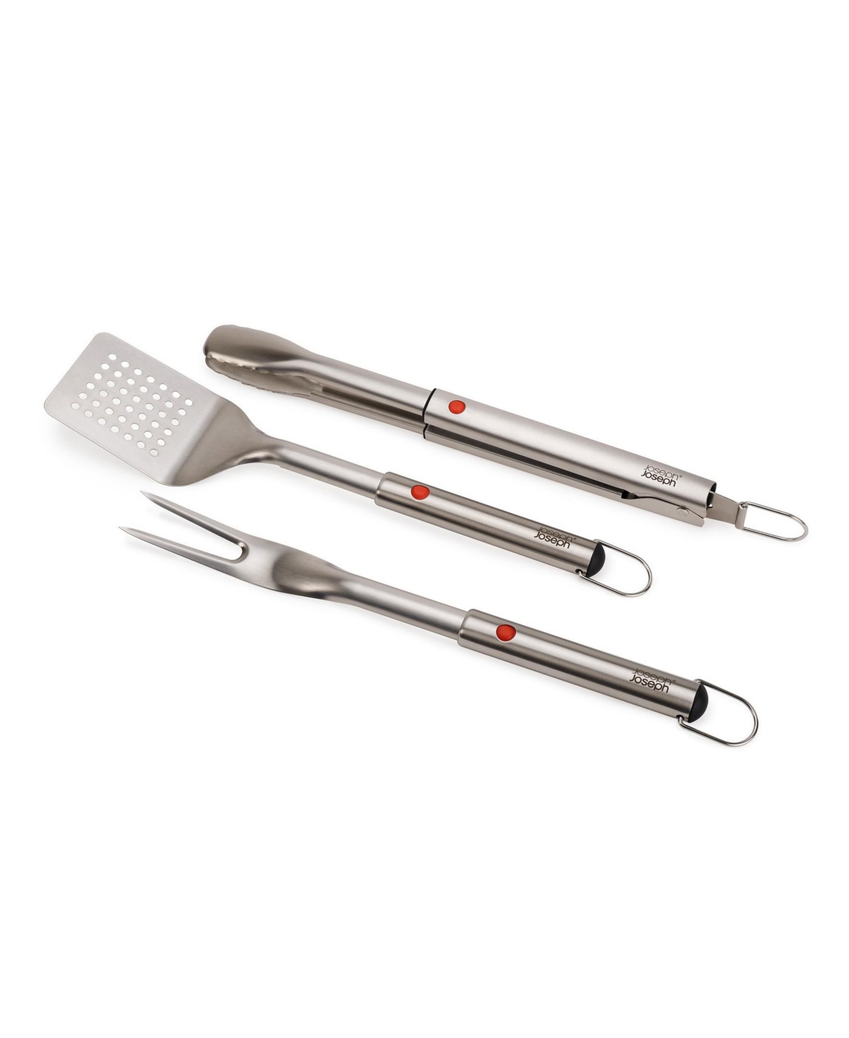 Joseph Joseph Grillout 3-piece Bbq Turner, Tongs And Fork Set In Silver