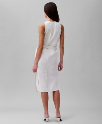 Женское льняное платье с запахом без рукавов от Calvin Klein