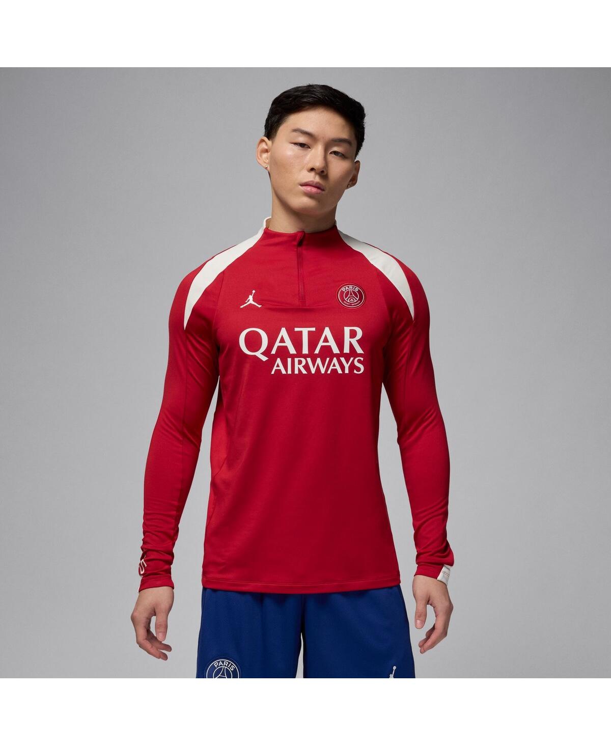 JORDAN MEN'S RED PARIS SAINT-GERMAIN FOURTH 2024/25 STRIKE DRILL SWEATSHIRT 