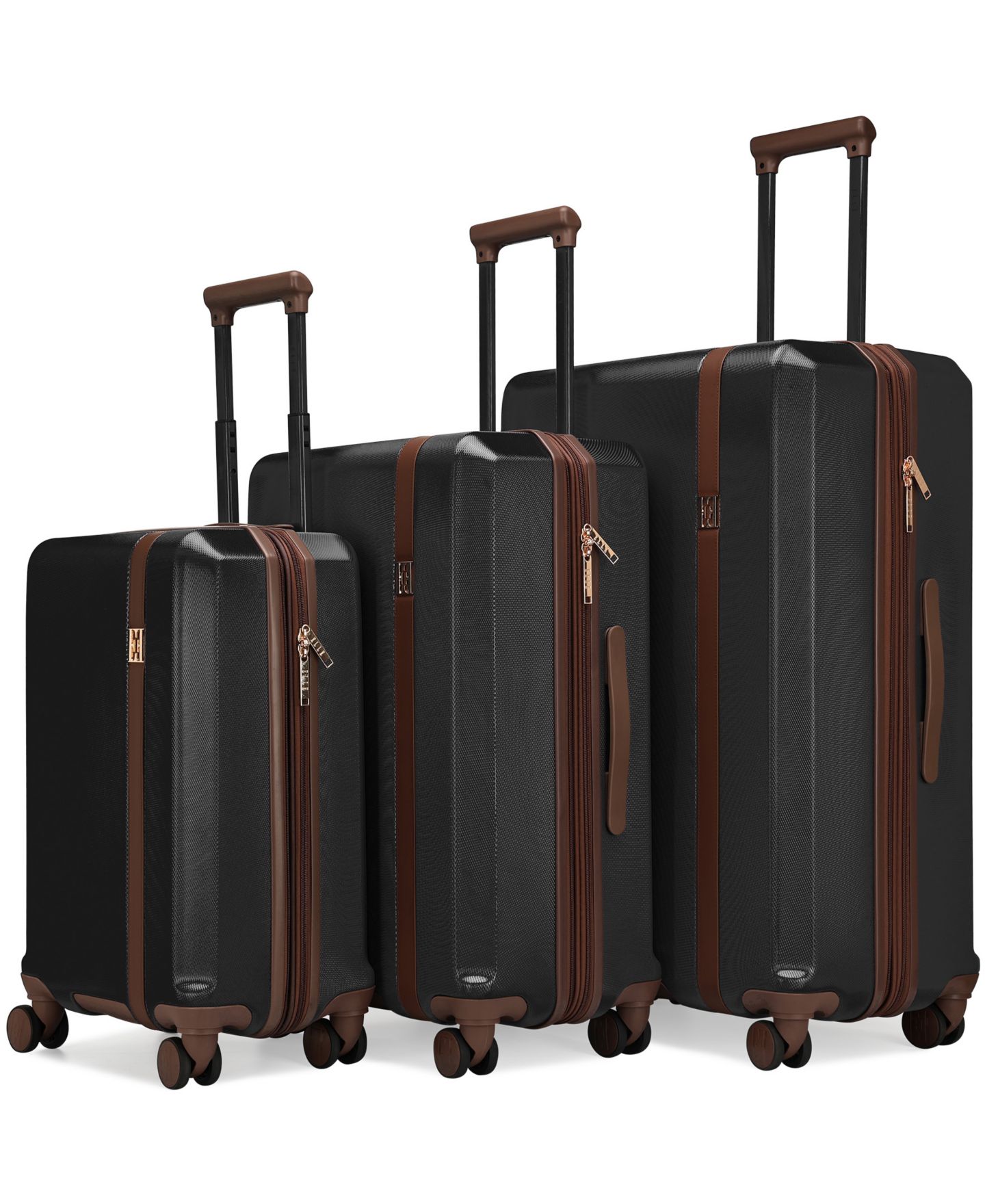 Чемоданы ELLE Luxe Journey 3-Piece Expandable Retro Spinner Luggage Set, цвет: Чёрный — фото 2