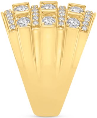 Men's Diamond Multirow Polished Statement Ring (3 ct. t.w.) in 10k Gold