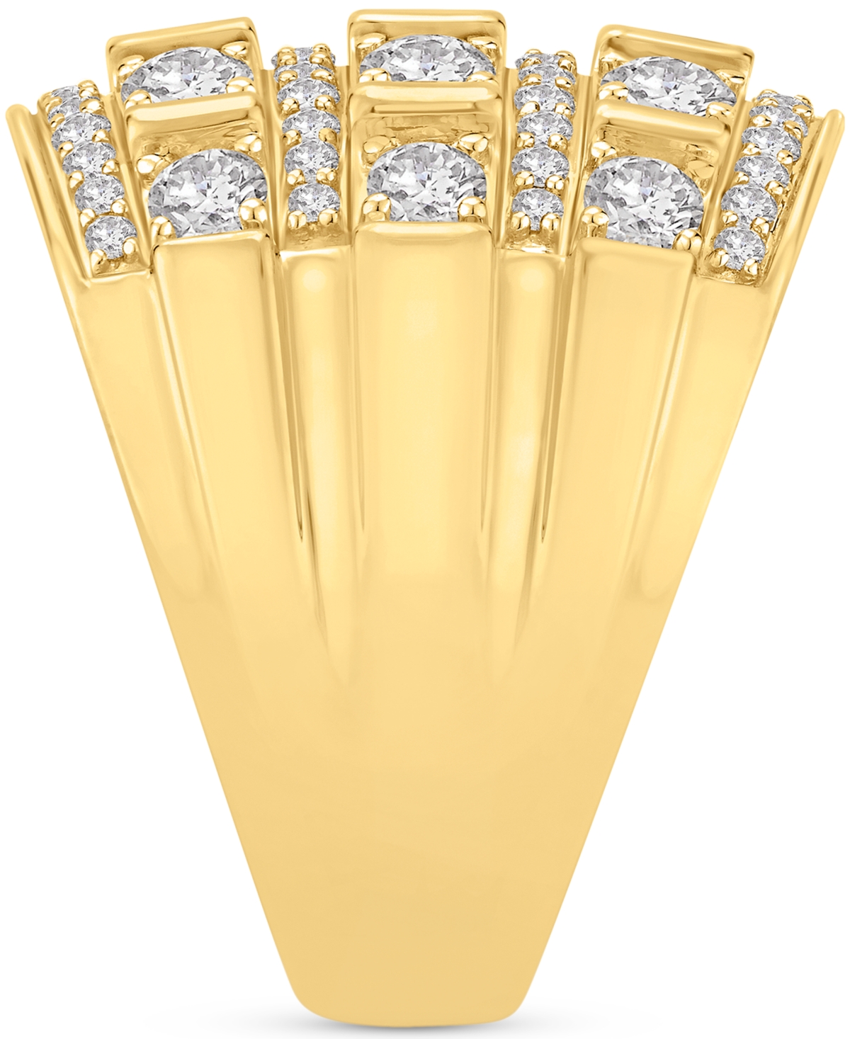 Macy's Men's Diamond Multirow Polished Statement Ring (3 Ct. T.w.) In 10k Gold In Gold