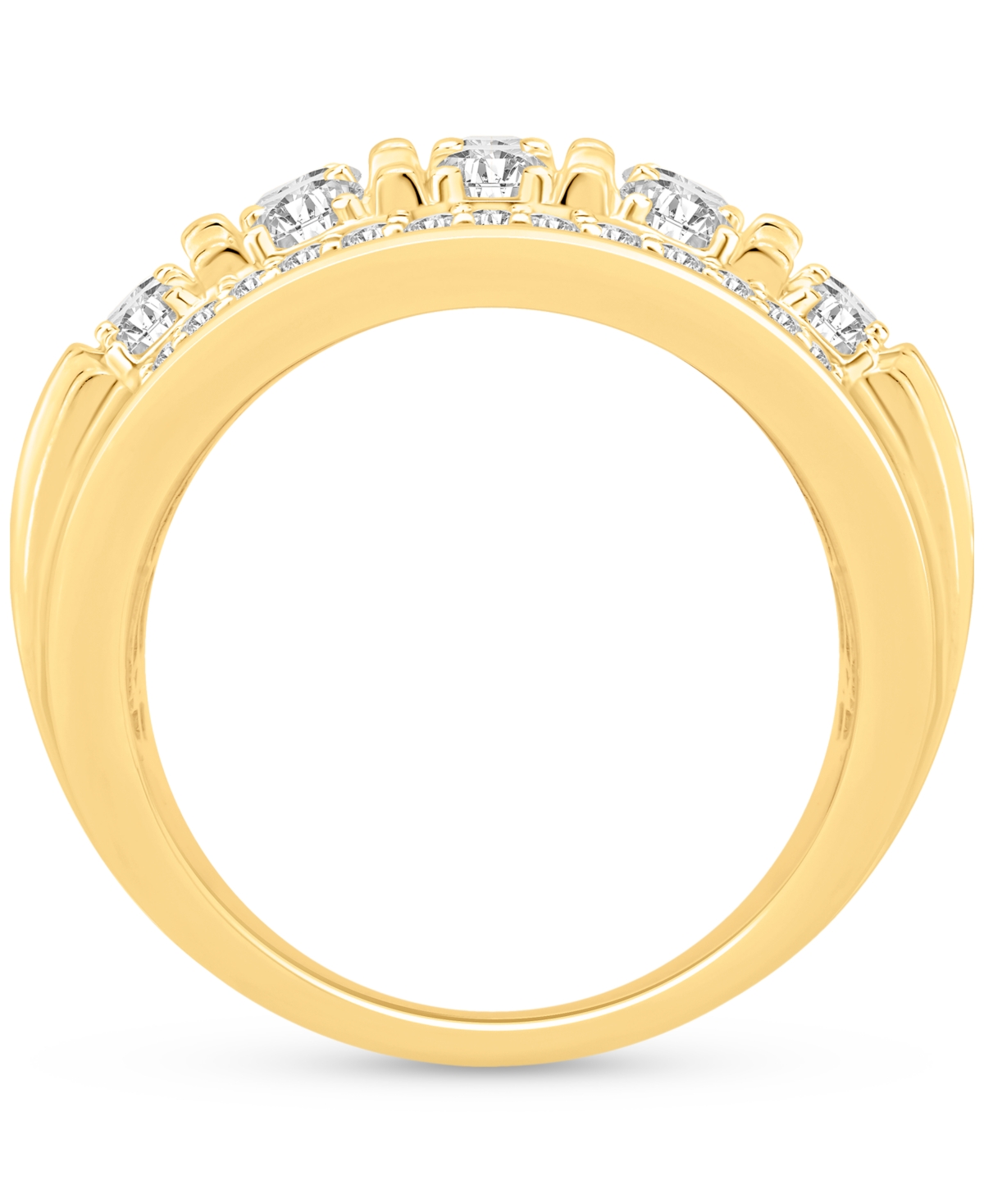 Macy's Men's Diamond Multirow Polished Statement Ring (3 Ct. T.w.) In 10k Gold In Gold