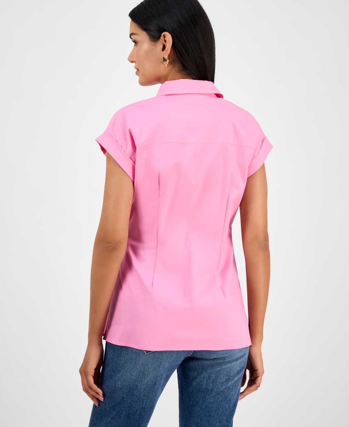 Inc International Concepts Women's Twist-front Tie-waist Shirt, Exclusively At Macy's In Pink Shade