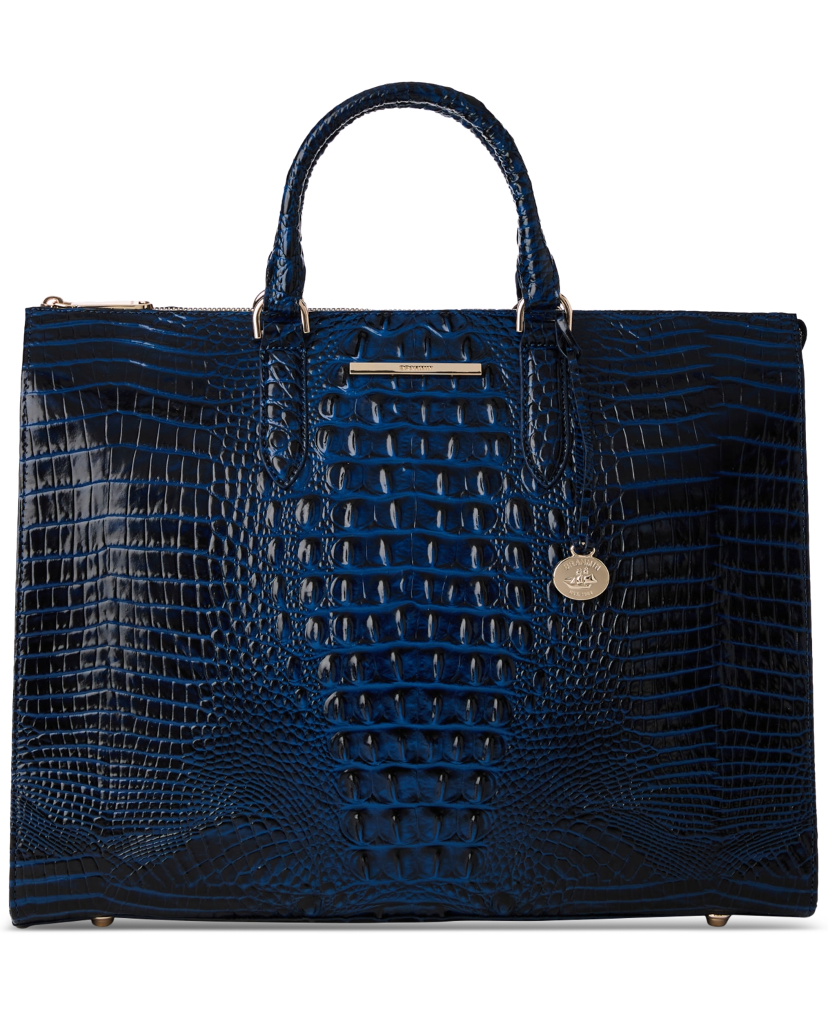 Brahmin Business Croc Embossed Leather Tote In Anchor