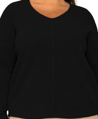 Топ с длинным рукавом COIN 1804 Plus размера с текстурированным ребристым передним швом Dolman