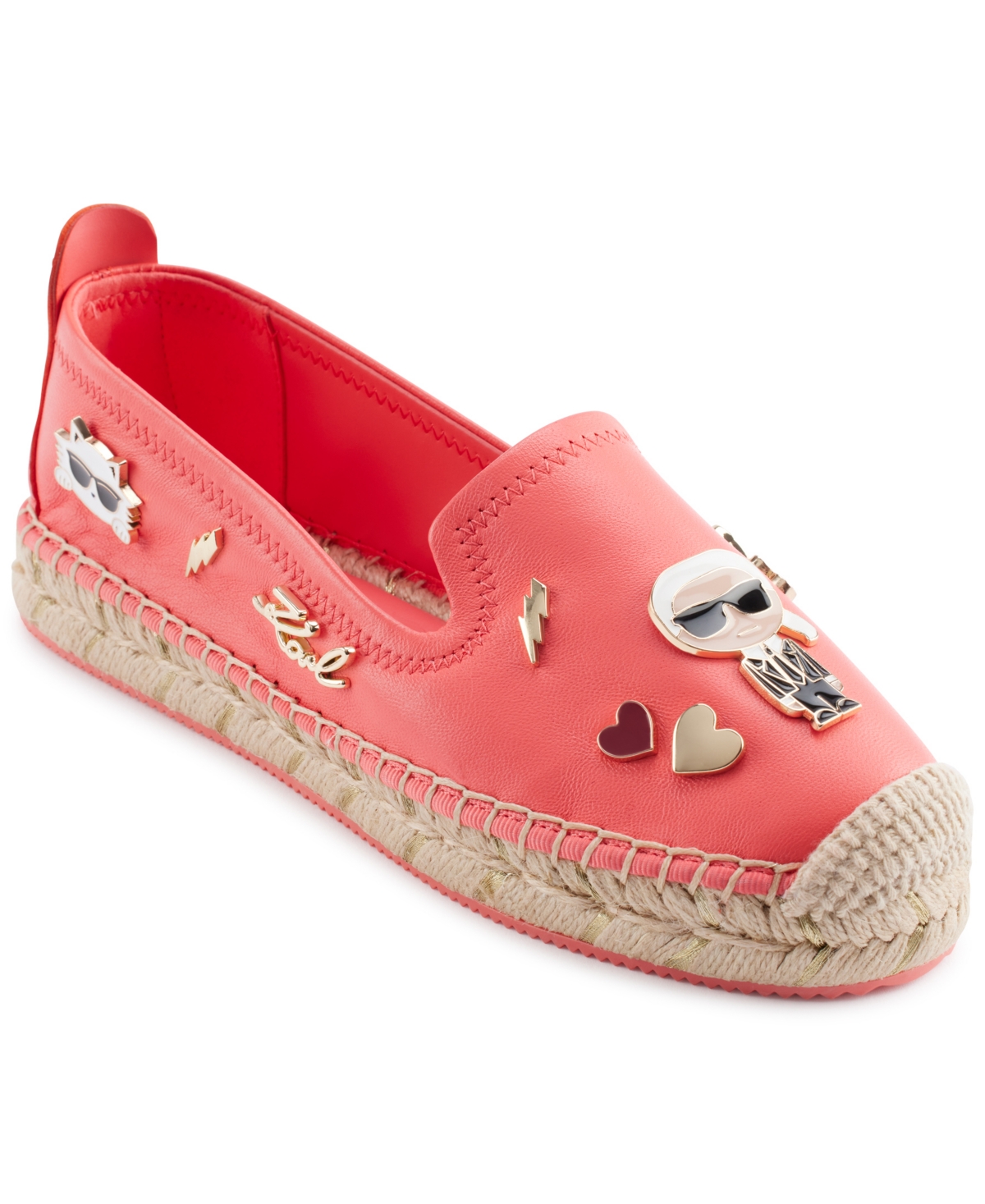 Karl Lagerfeld Women's Michaela Embellished Slip-on Espadrille Flats In Sunset Coral