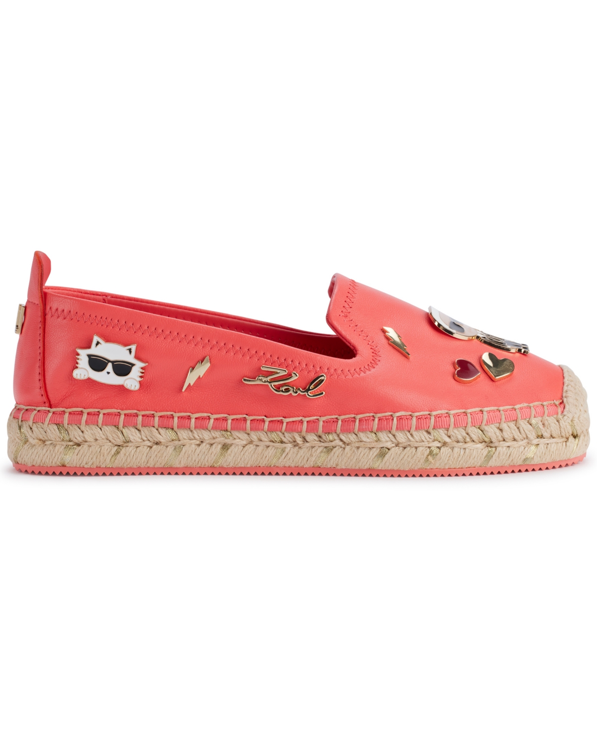 Karl Lagerfeld Women's Michaela Embellished Slip-on Espadrille Flats In Sunset Coral