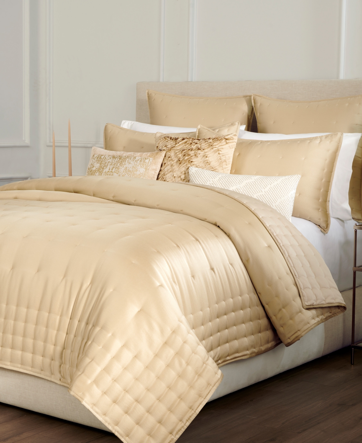 Donna Karan Home Hammered Silk Quilt, King In Gold