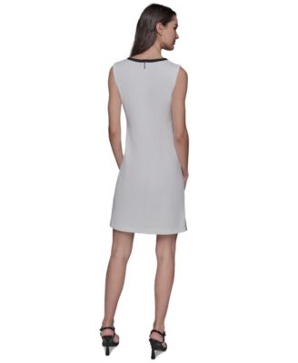 Женское платье А-силуэта с цветными вставками от КАРЛА ЛАГЕРФЕЛЬДА в ПАРИЖЕ для подводного плавания