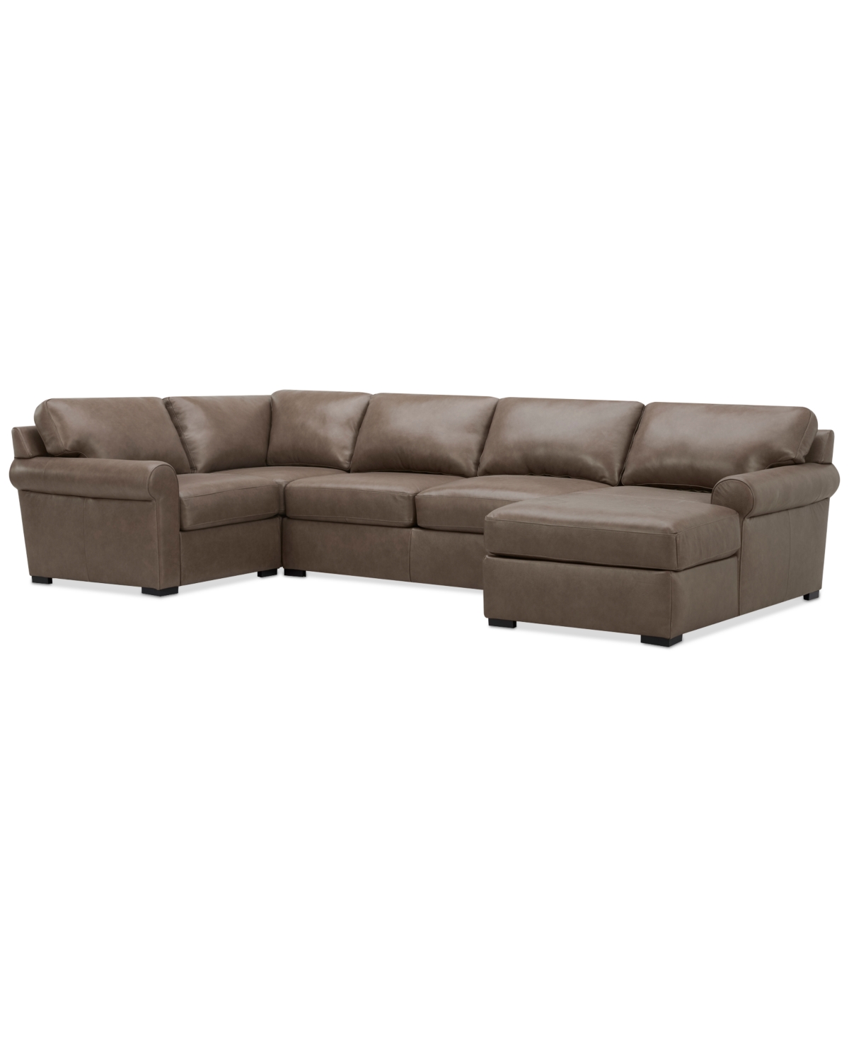 Macy's Radley Roll Arm 132" 6-pc. Leather Square Corner Chaise Sectional, Exclusively At