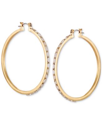 Средние серьги-кольца GUESS с багетными кристаллами золотистого цвета, 2