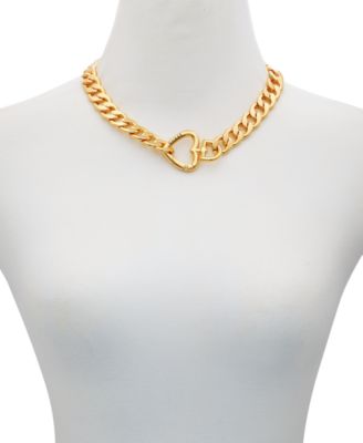 Gold-Tone Heart Closure Chunky Open Link 18" Chain Necklace