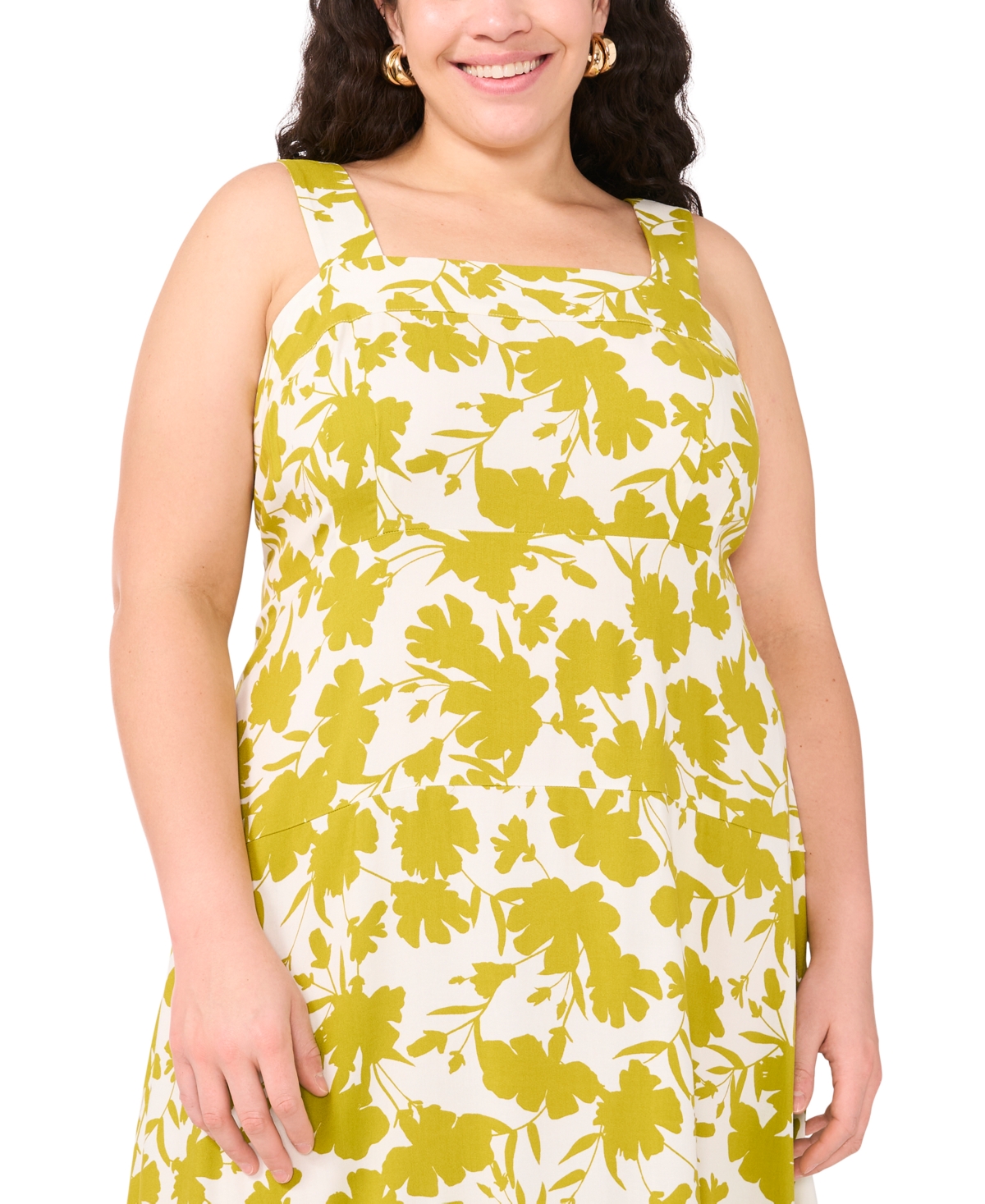 Vince Camuto Plus Size Square-neck Sleeveless Maxi Dress In Green Oasis