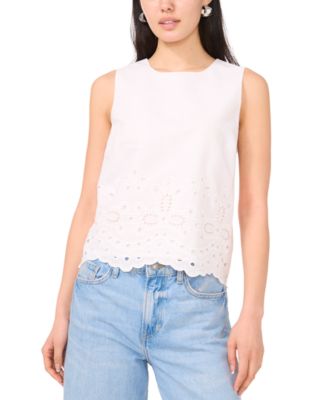 1.STATE - Women's Sleeveless Embroidered Hem Blouse