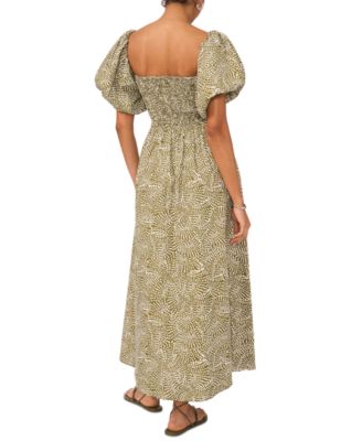 1.Женское миди-платье с пышными рукавами и принтом STATE Women