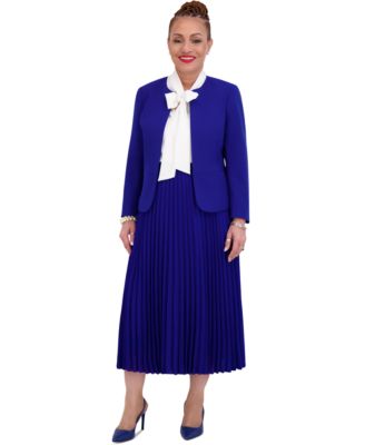 Kasper - Women's Pleated Elastic Waist Skimmer Midi Skirt