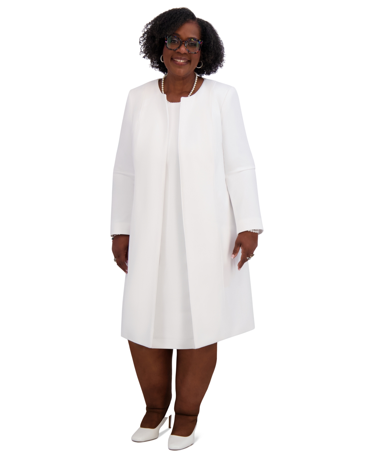 Women's Piping-Trim Long Jacket, Regular & Plus Sizes - Crimson Cream