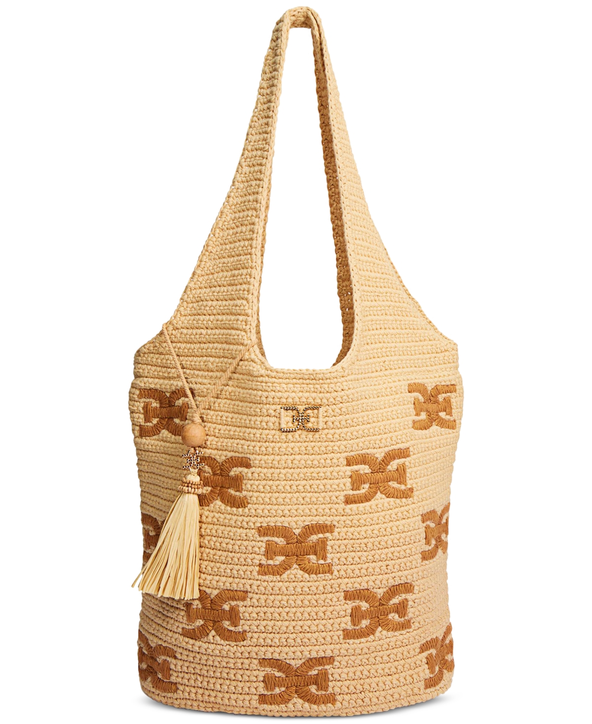 SAM EDELMAN APRIL NORTH SOUTH CROCHET LOGO TOTE 