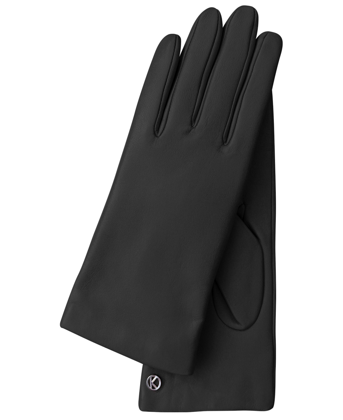 Women`s Premium Lamb Leather Touchscreen Gloves "Lola" Cashmere Lining - Black