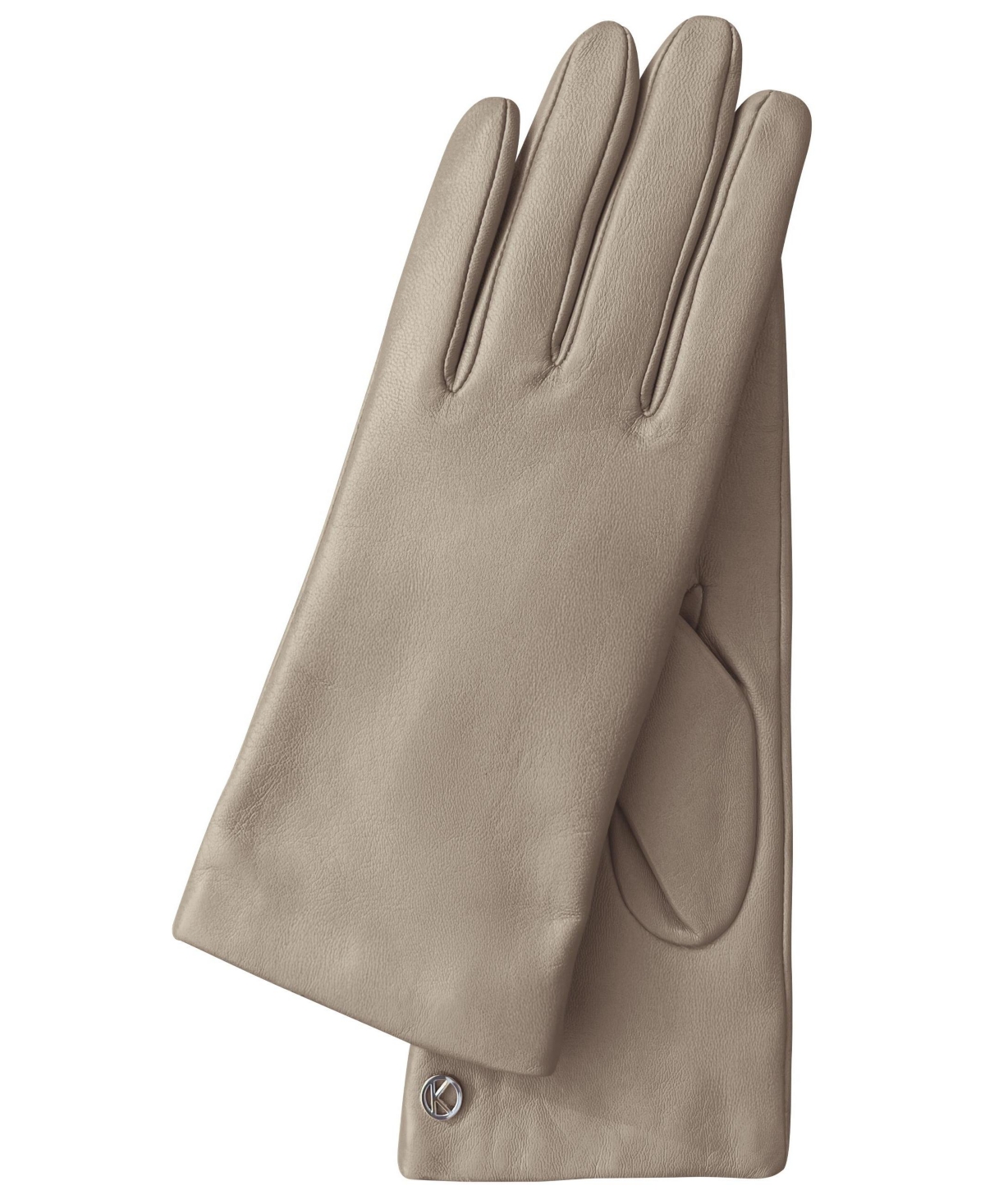 Women`s Premium Lamb Leather Touchscreen Gloves "Lola" Cashmere Lining - Open grey