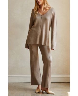 Женский свитер Erina Lounge в стиле полумесяца, трикотажные брюки