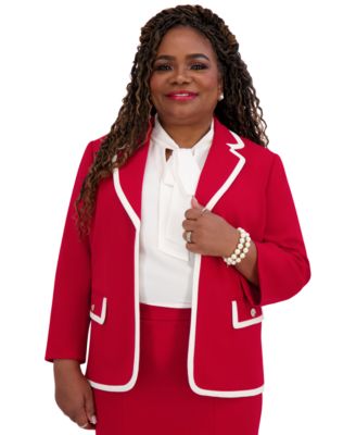 Women's Tipped Blazer, Regular & Plus Sizes