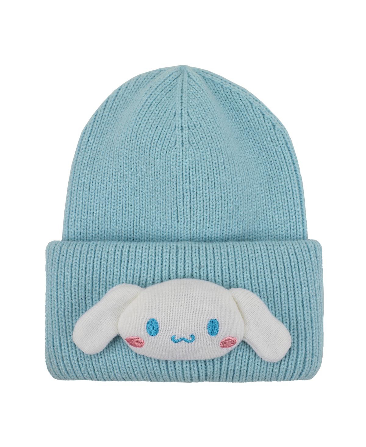 3D Plush Character Head Blue Tall Cuff Beanie - Cin 3d plush
