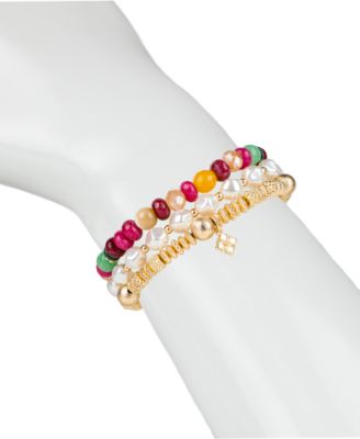 Золотые браслеты Patricia Nash, 3 шт. Комплект эластичных браслетов, украшенных бисером