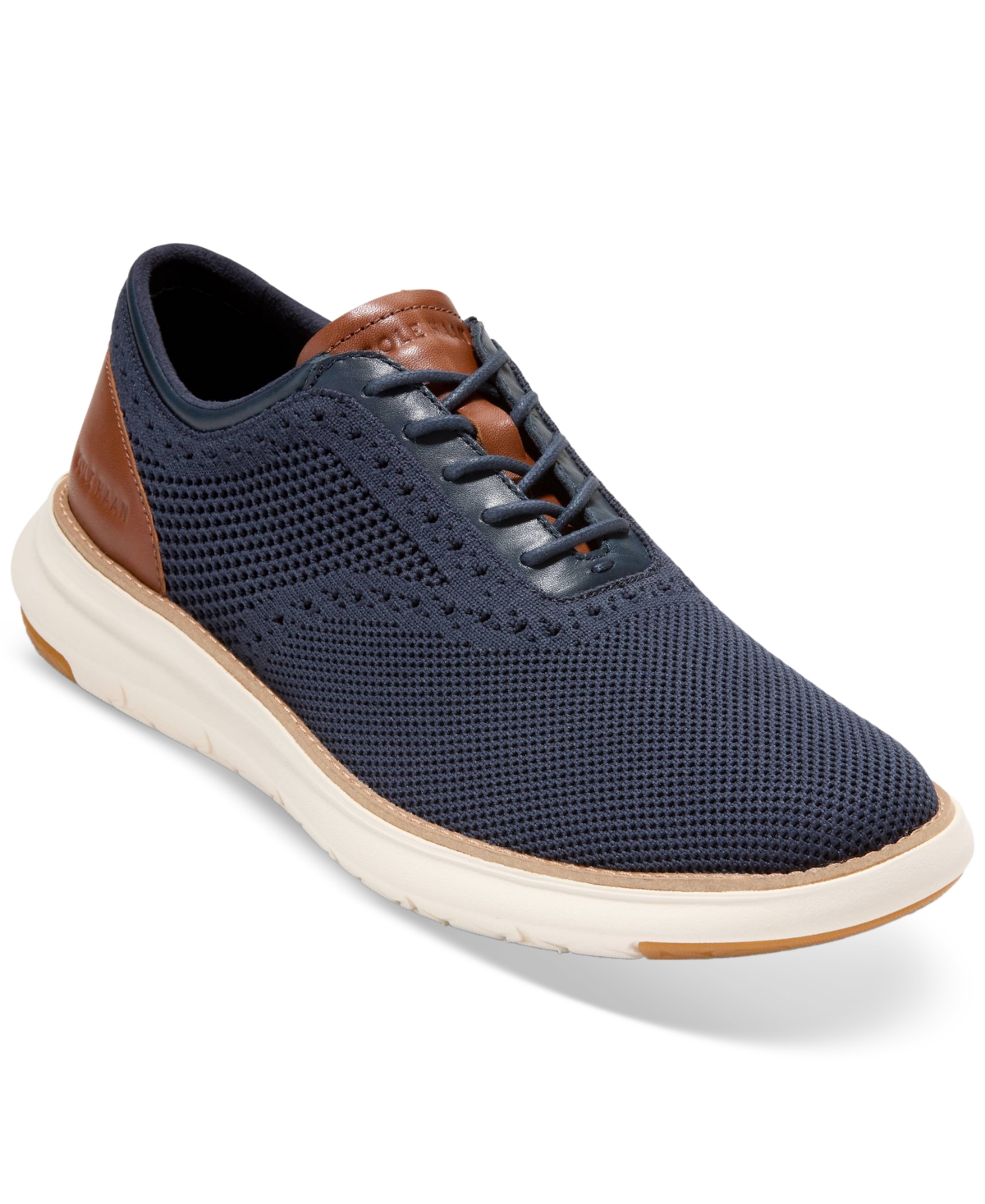 Men's Grand Remix Lace-Up Knit Oxford Shoes - Navy Blazer-British Tan