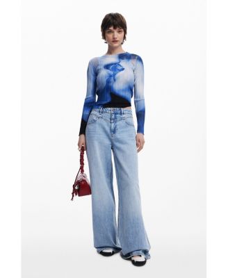 Дизайнерская женская футболка kiss с длинным рукавом